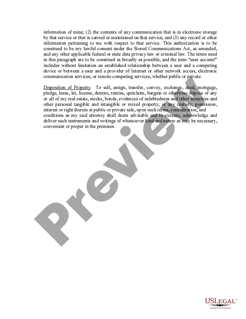 Preview Limited Power of Attorney where you Specify Powers with Sample Powers Included