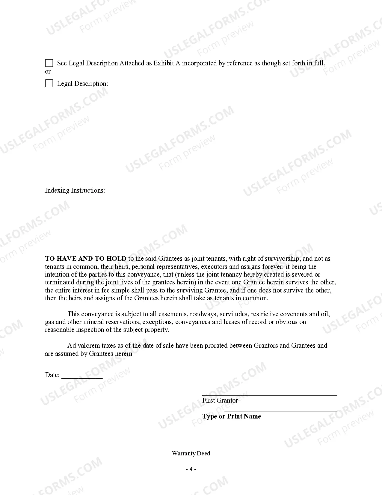 Preview Warranty Deed for Husband and Wife Converting Property from Tenants in Common to Joint Tenancy