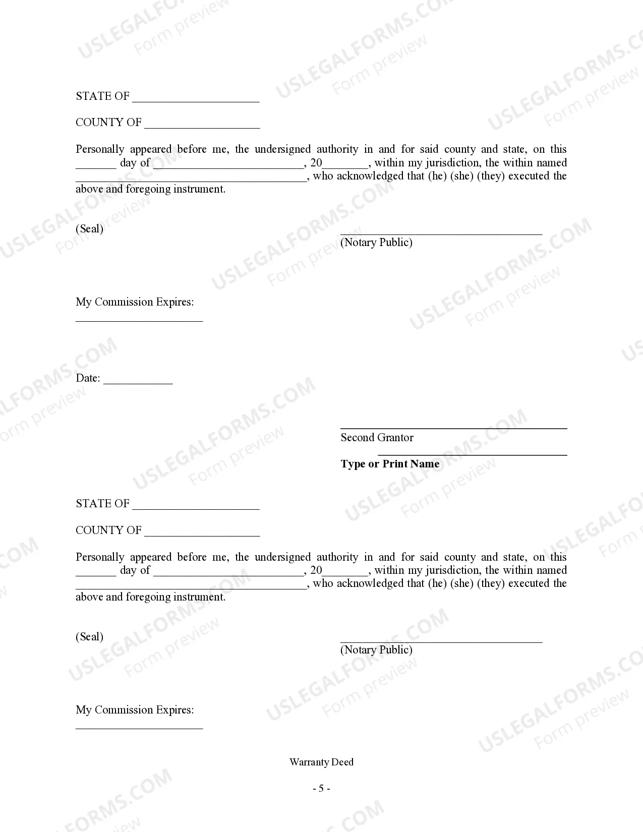 Preview Warranty Deed for Husband and Wife Converting Property from Tenants in Common to Joint Tenancy