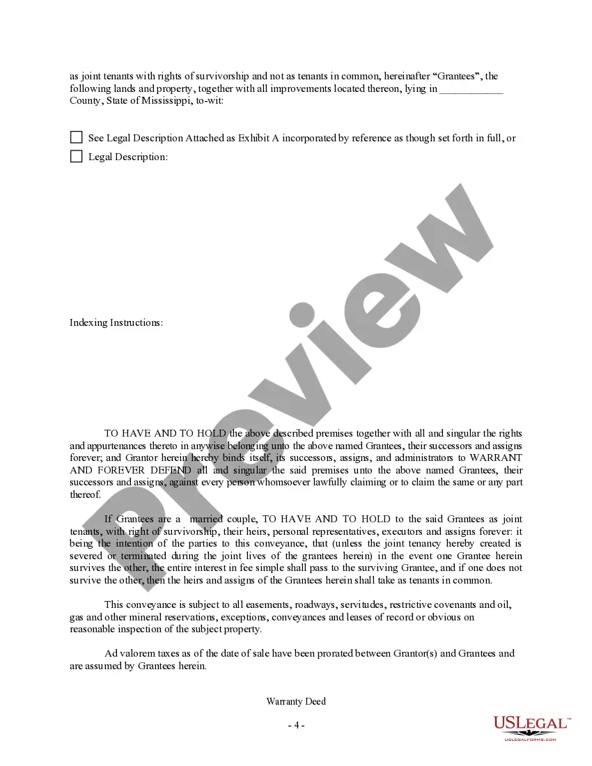 Preview Warranty Deed for Separate or Joint Property to Joint Tenancy