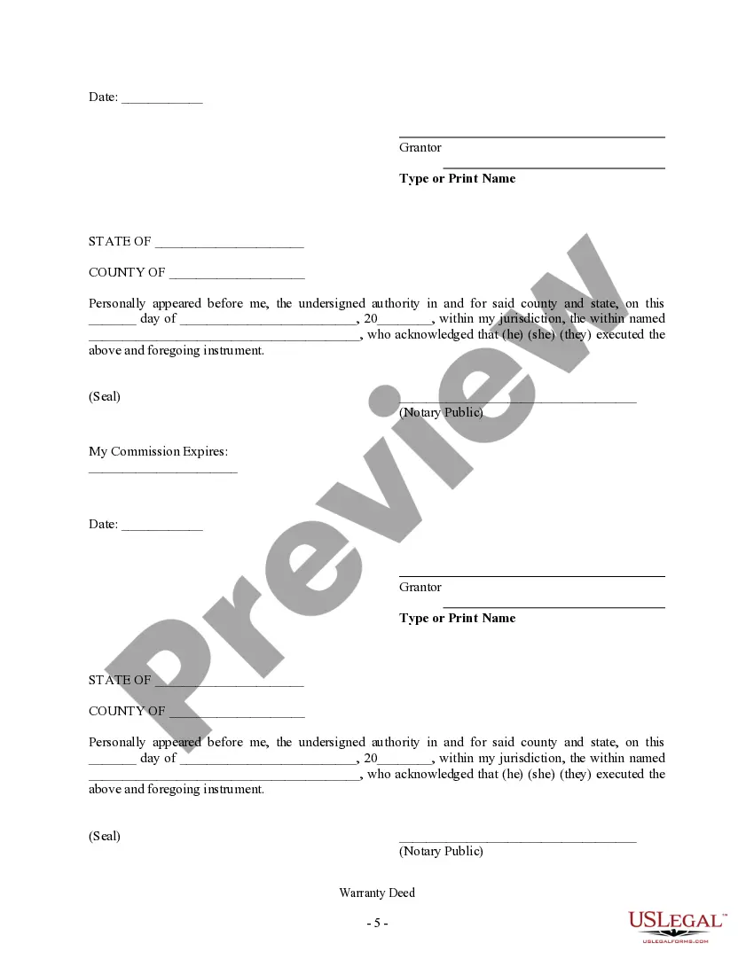 Preview Warranty Deed for Separate or Joint Property to Joint Tenancy