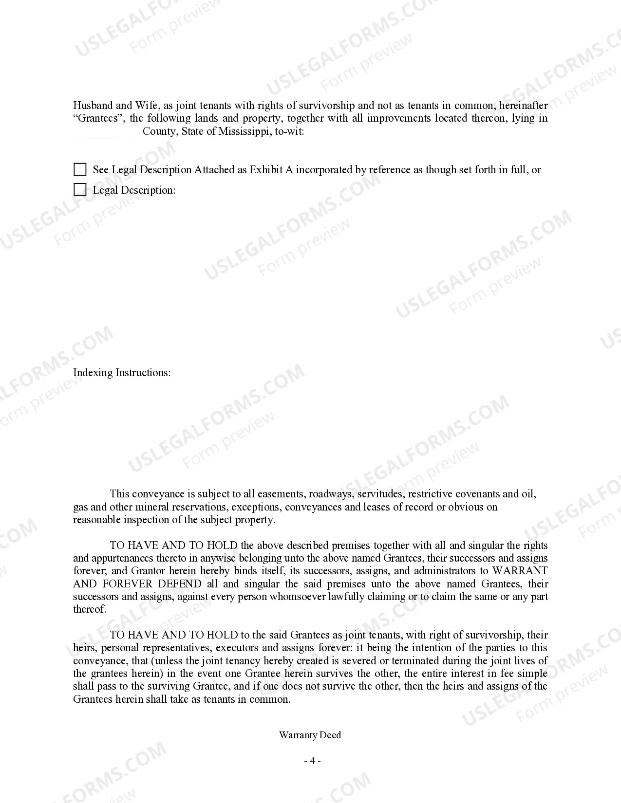 Preview Warranty Deed to Separate Property of One Spouse to Both Spouses as Joint Tenants
