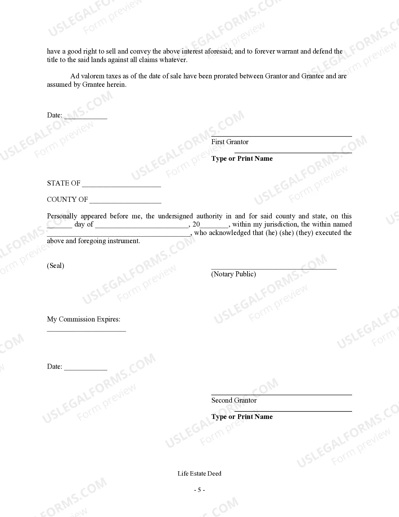 Preview Warranty Deed for Three Individuals to One Individual (Subject to Life Estate)