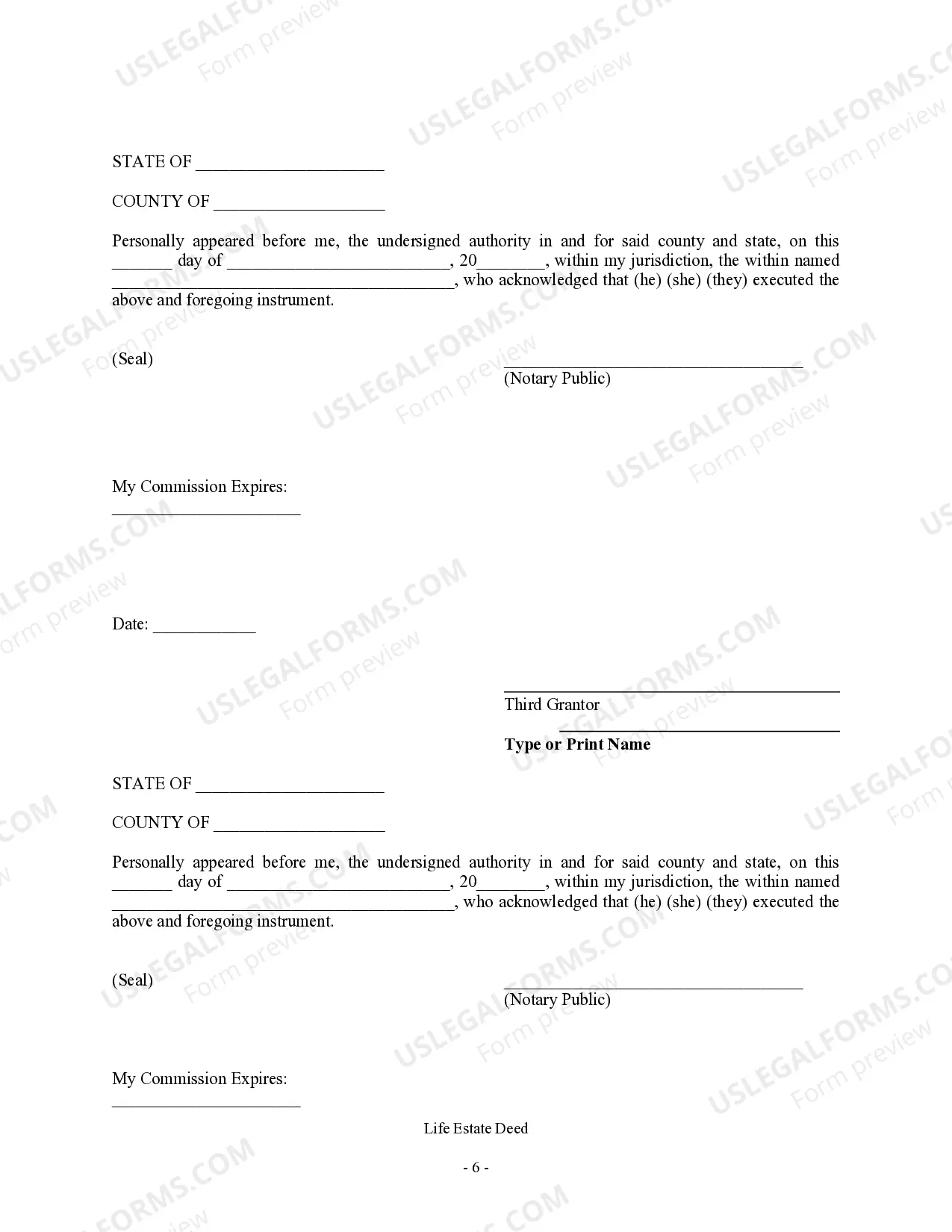 Preview Warranty Deed for Three Individuals to One Individual (Subject to Life Estate)