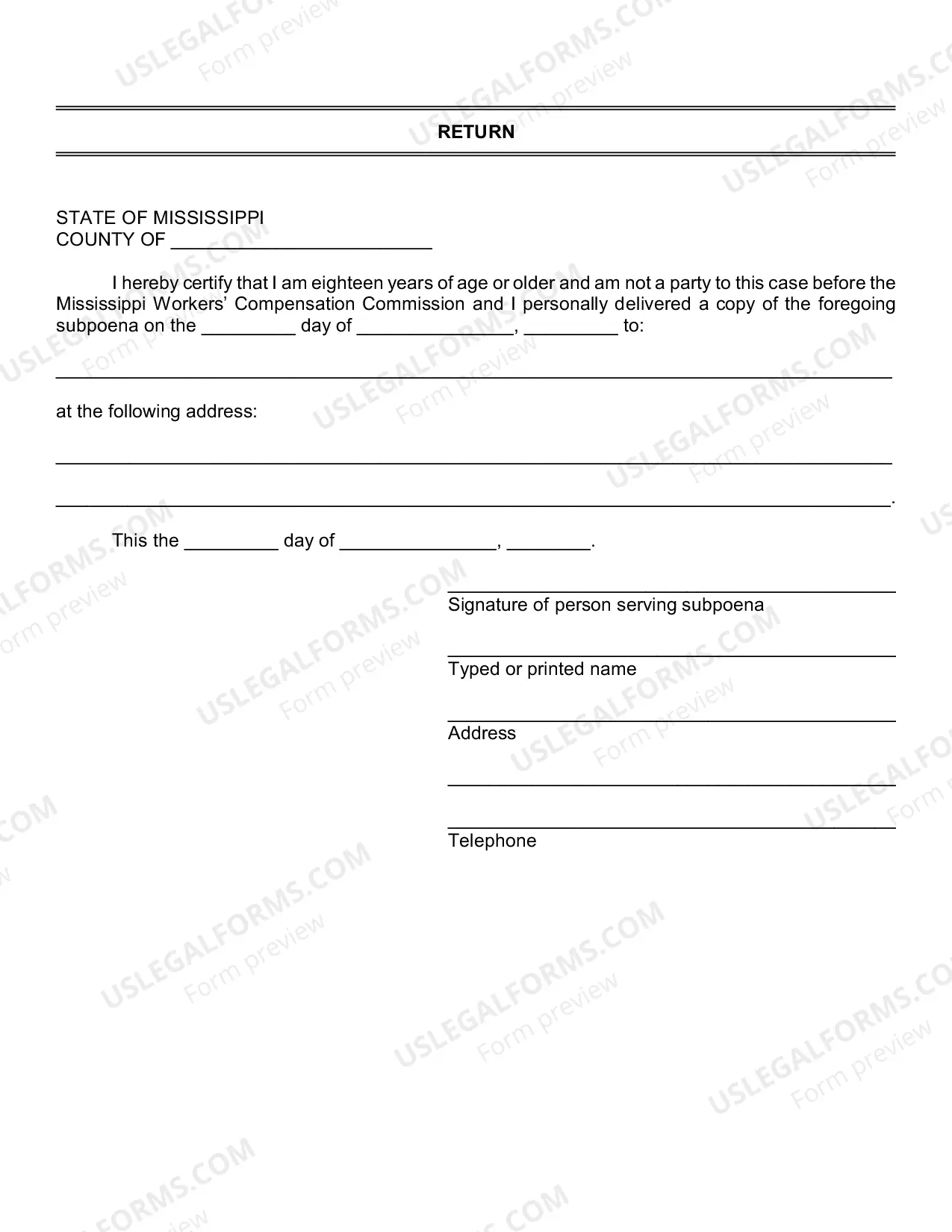 Preview Subpoena Duces Tecum in Workers Compensation Case