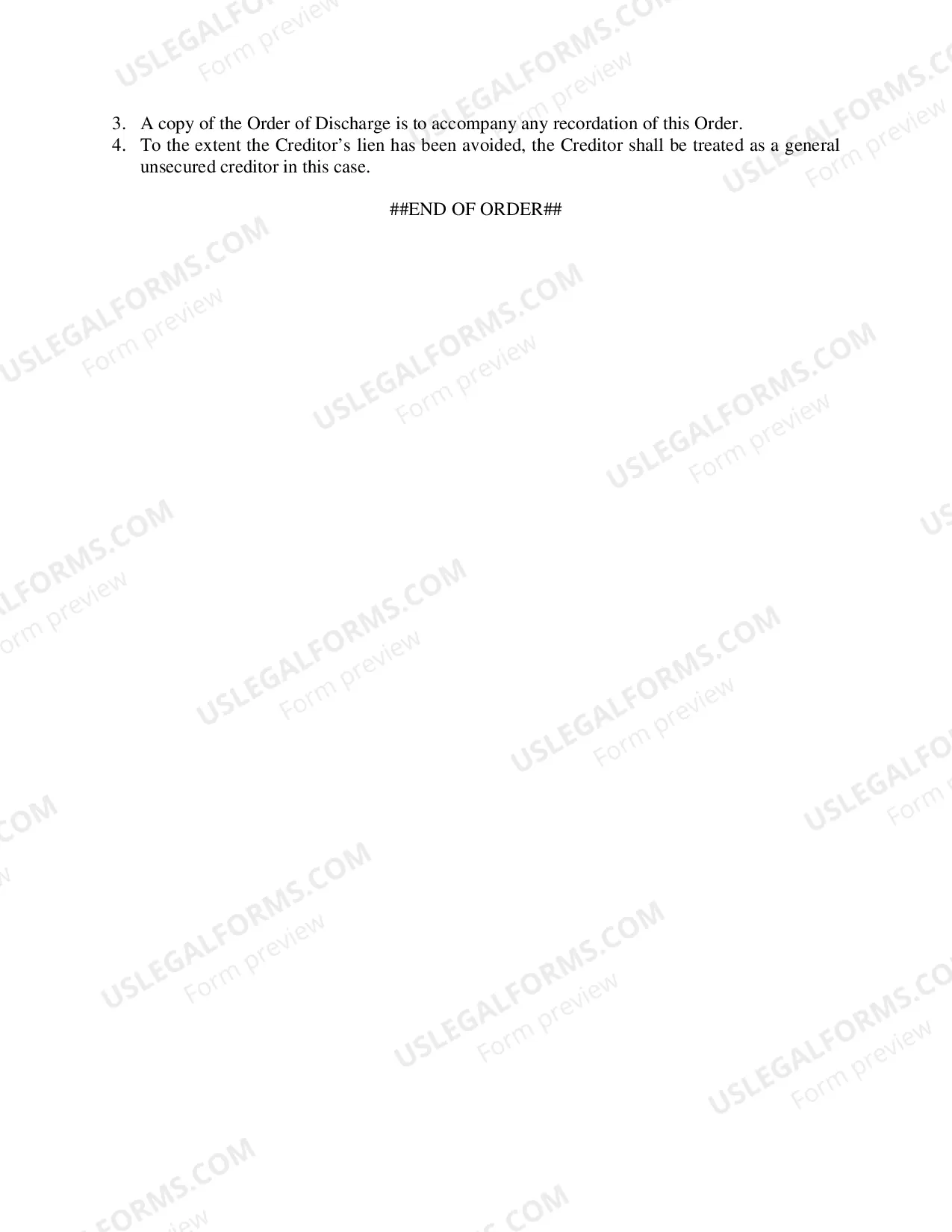 Preview Order Avoiding Judicial Lien