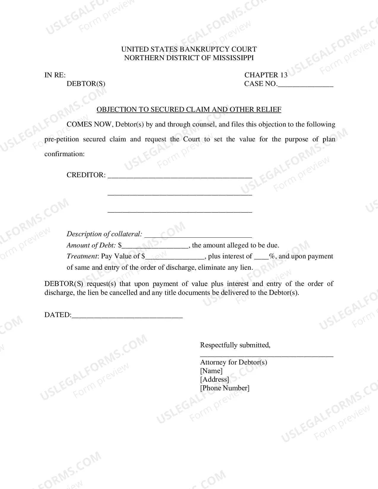 Preview Objection to Secured Claim