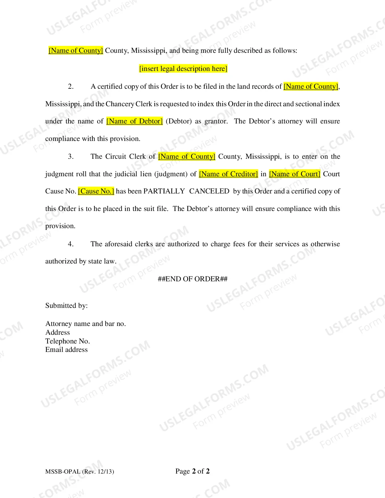 Preview Order Partially Avoiding Lien