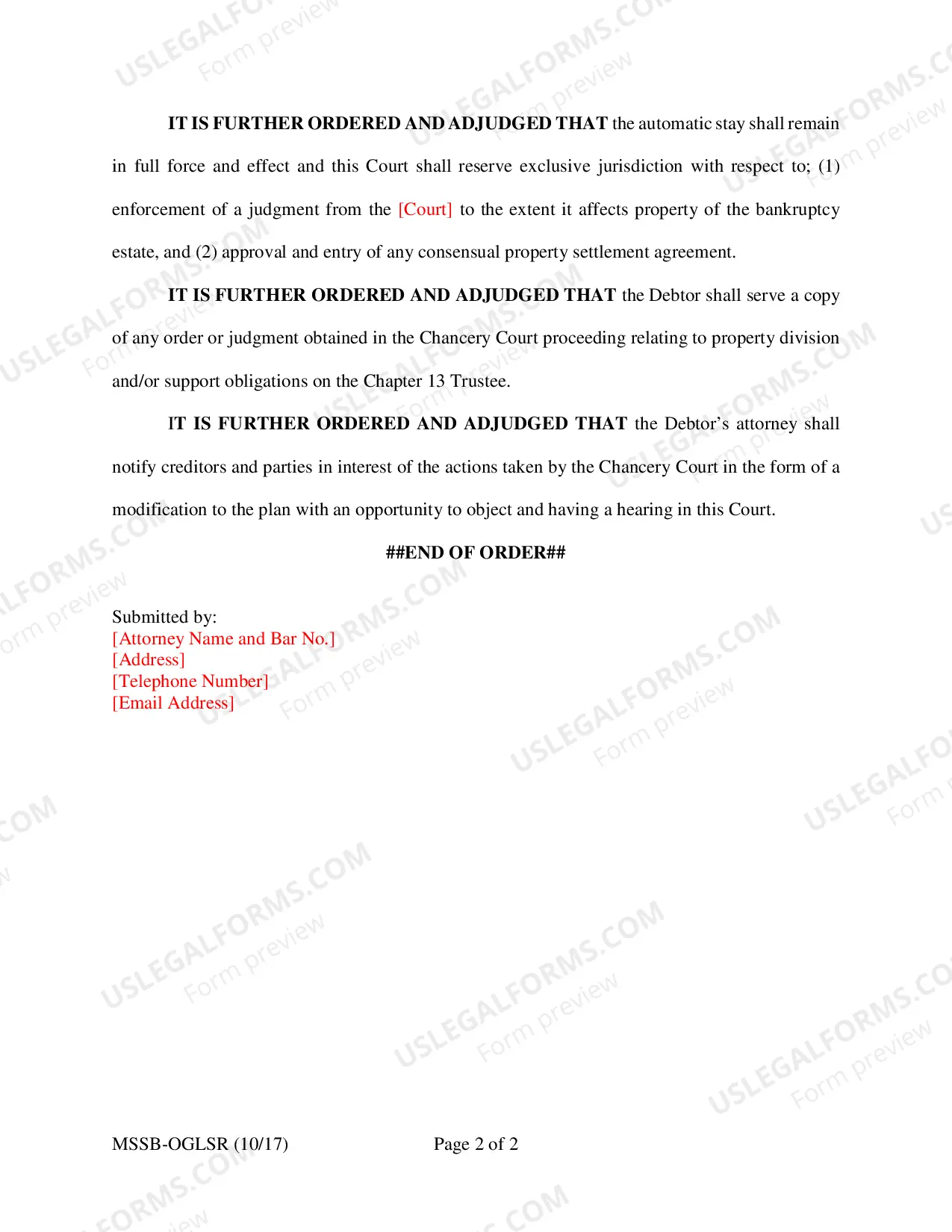 Preview Order Granting Limited Relief Re: Dissolution of Marriage
