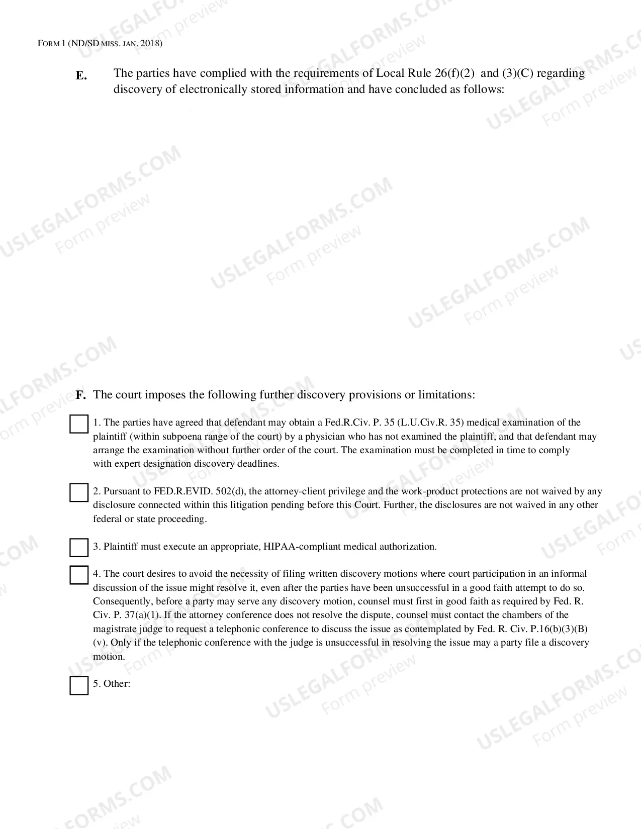Preview Case Management Order