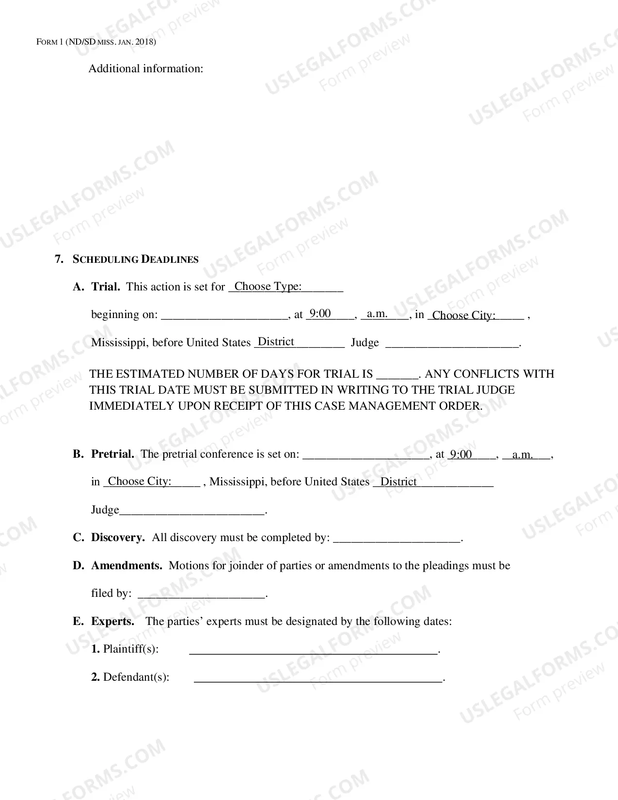 Preview Case Management Order