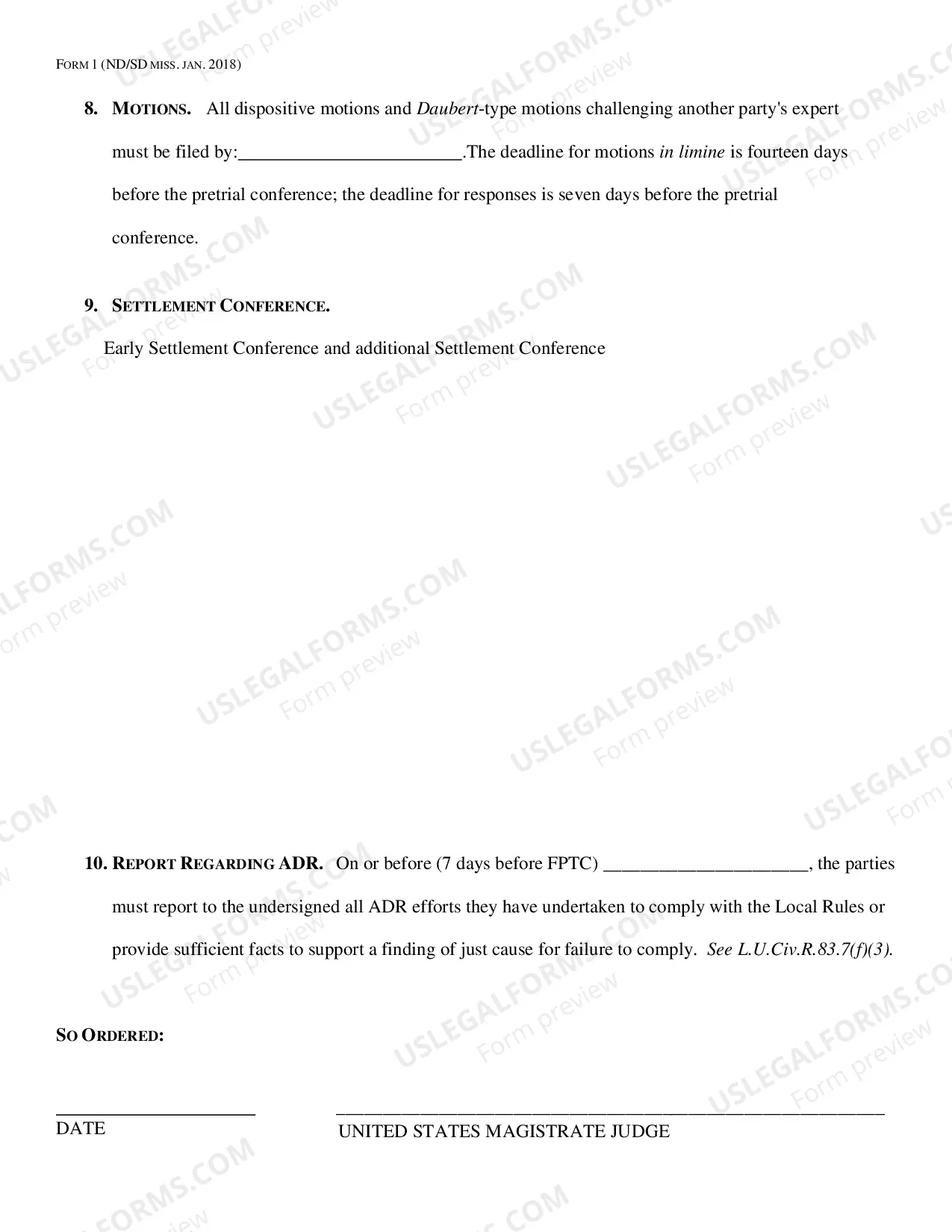 Preview Case Management Order