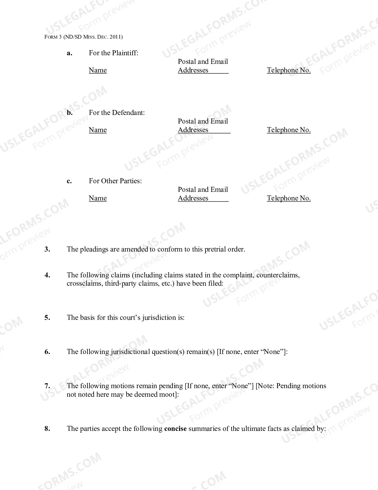 Preview Pretrial Order