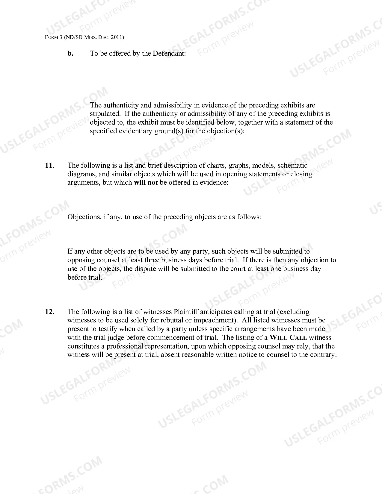 Preview Pretrial Order