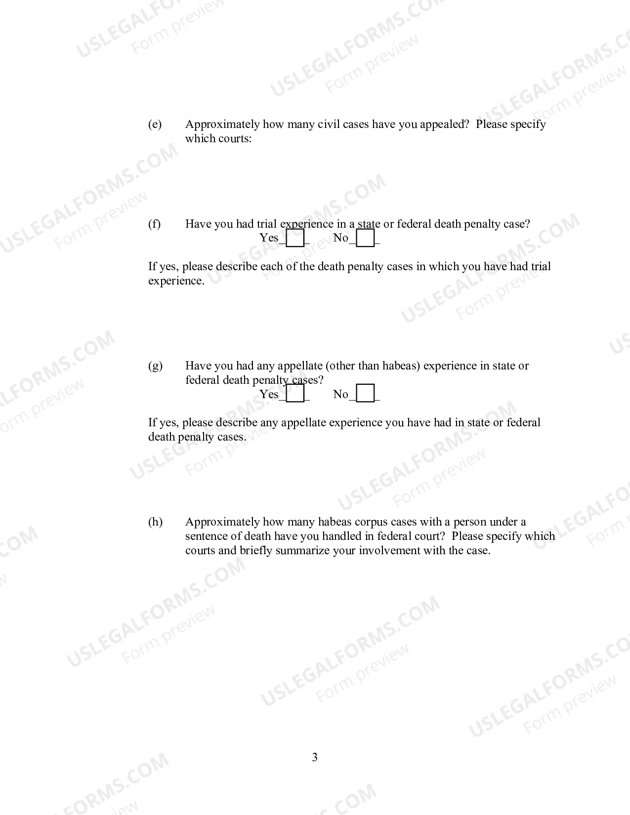 Preview Capital Habeas Panel Application