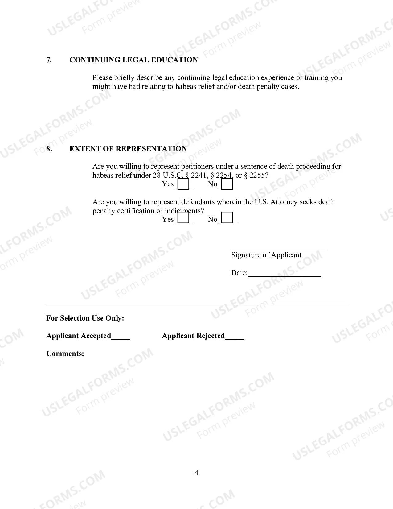 Preview Capital Habeas Panel Application