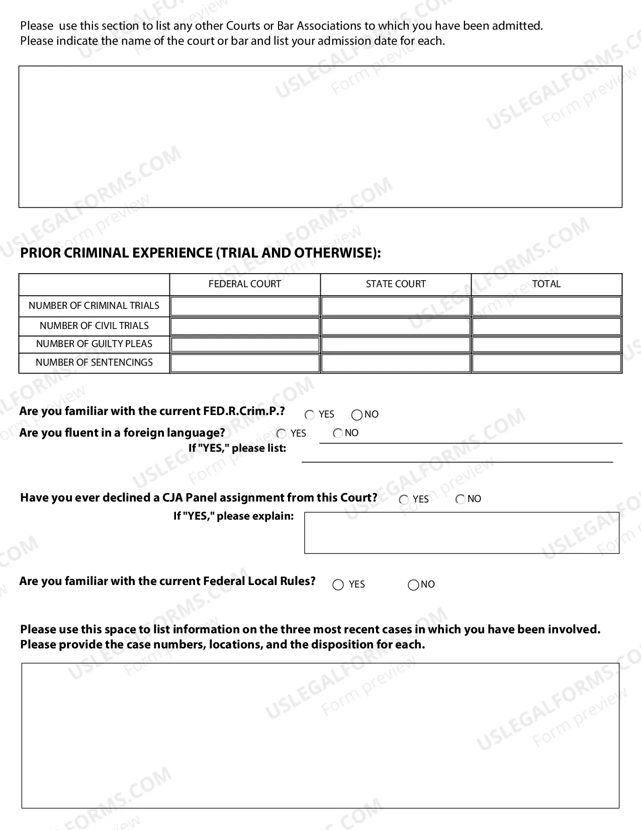 Preview CJA (Criminal Justice Act) Information and Instructions