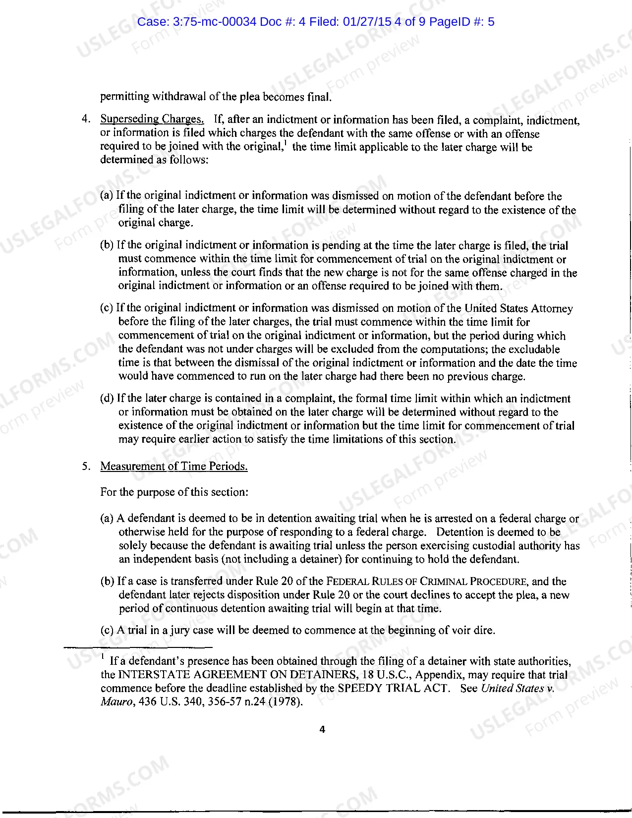 Preview Northern District of Mississippi Plan Implementing Speedy Trial Act