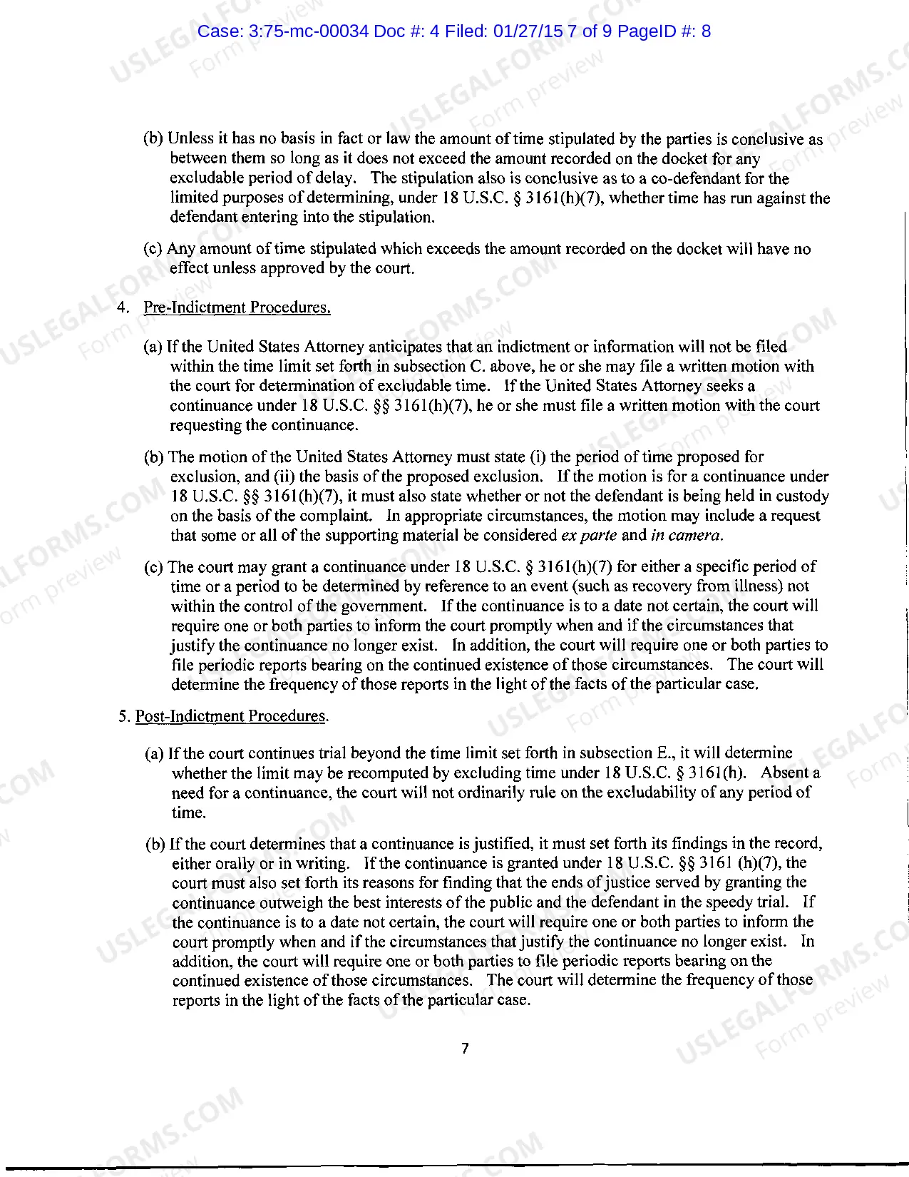 Preview Northern District of Mississippi Plan Implementing Speedy Trial Act