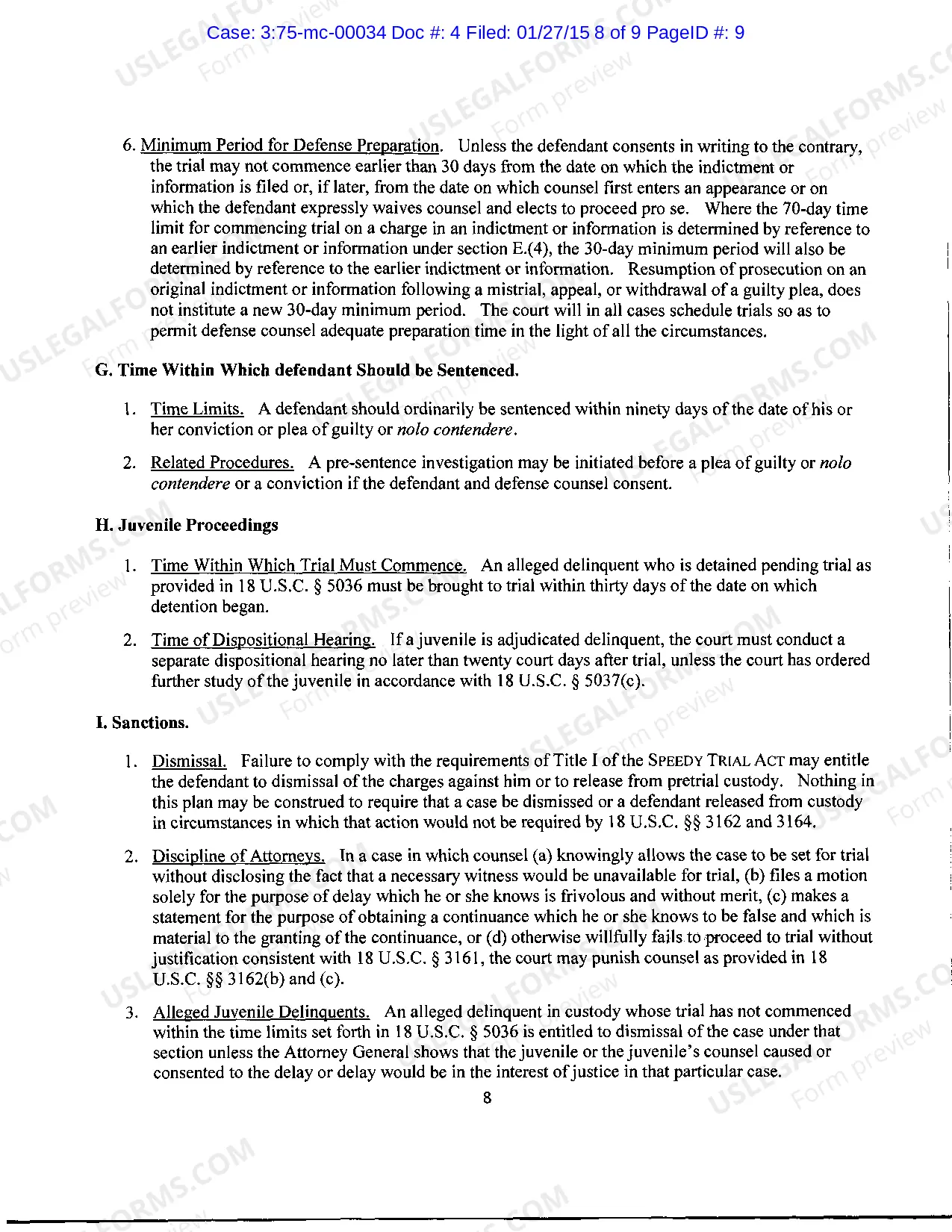 Preview Northern District of Mississippi Plan Implementing Speedy Trial Act