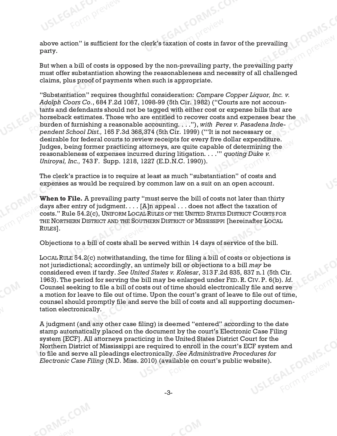 Preview Reference notes for preparing Bill of Costs (10/10)