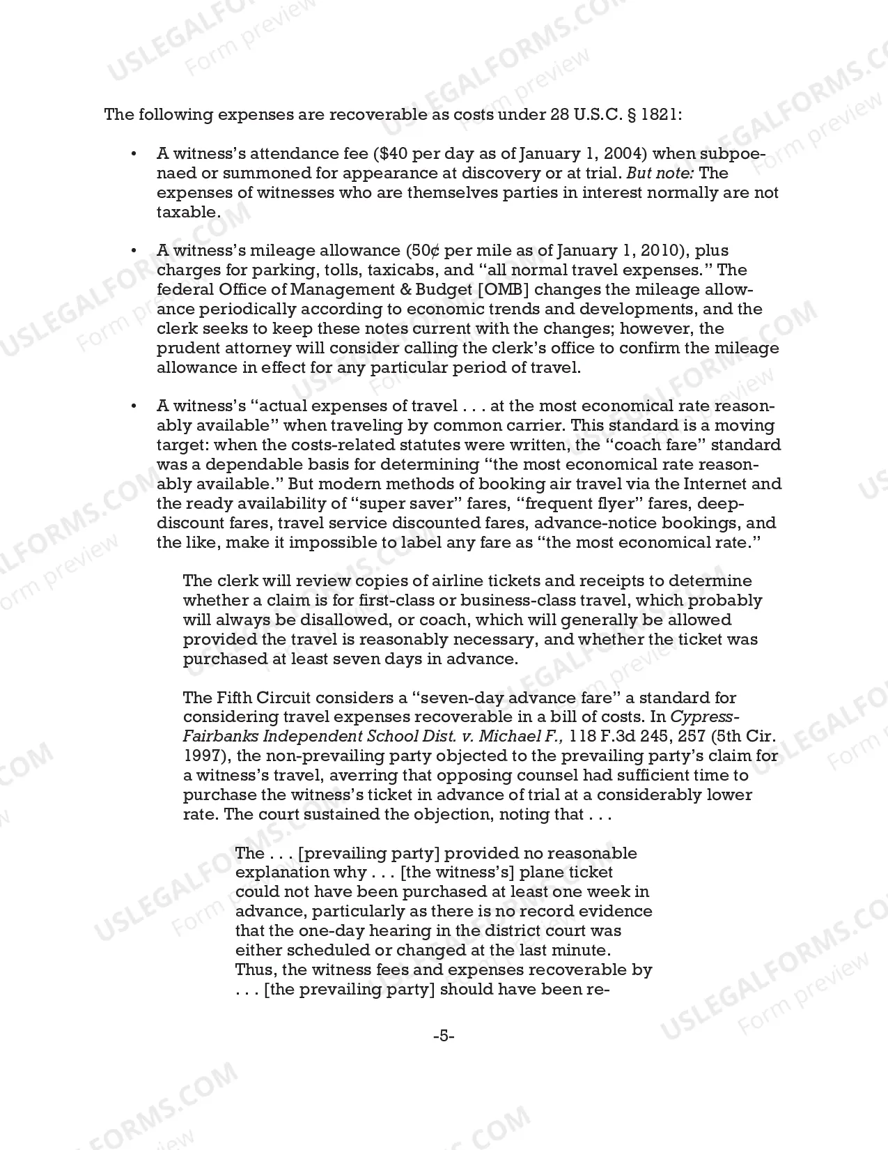 Preview Reference notes for preparing Bill of Costs (10/10)