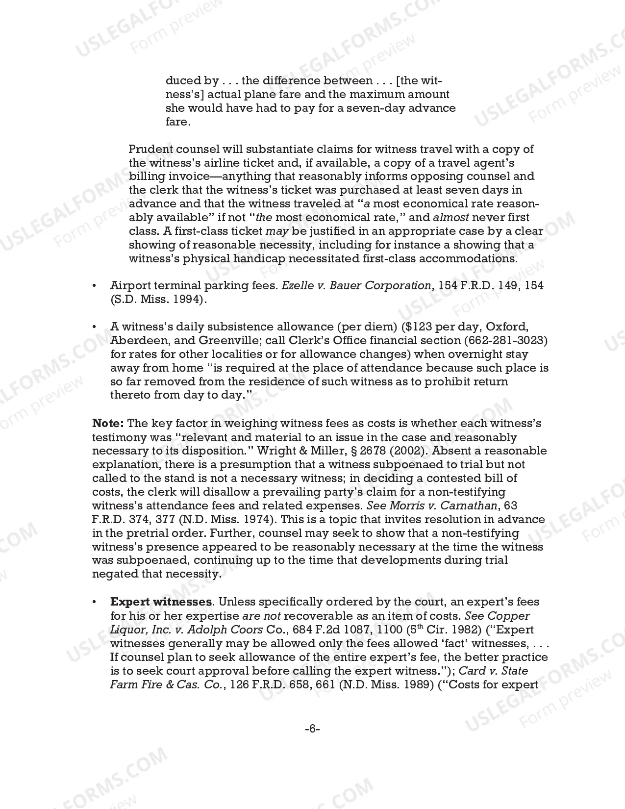 Preview Reference notes for preparing Bill of Costs (10/10)