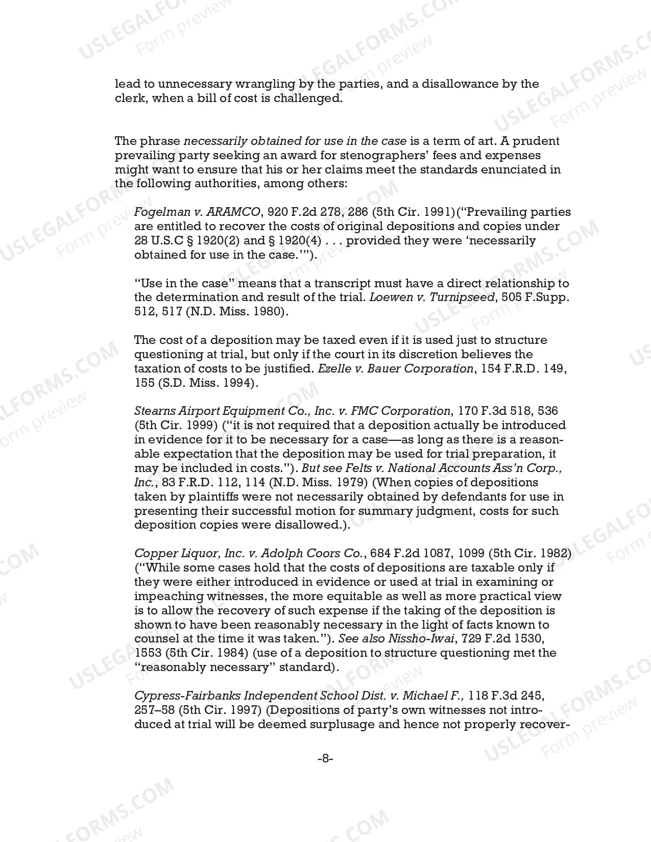 Preview Reference notes for preparing Bill of Costs (10/10)