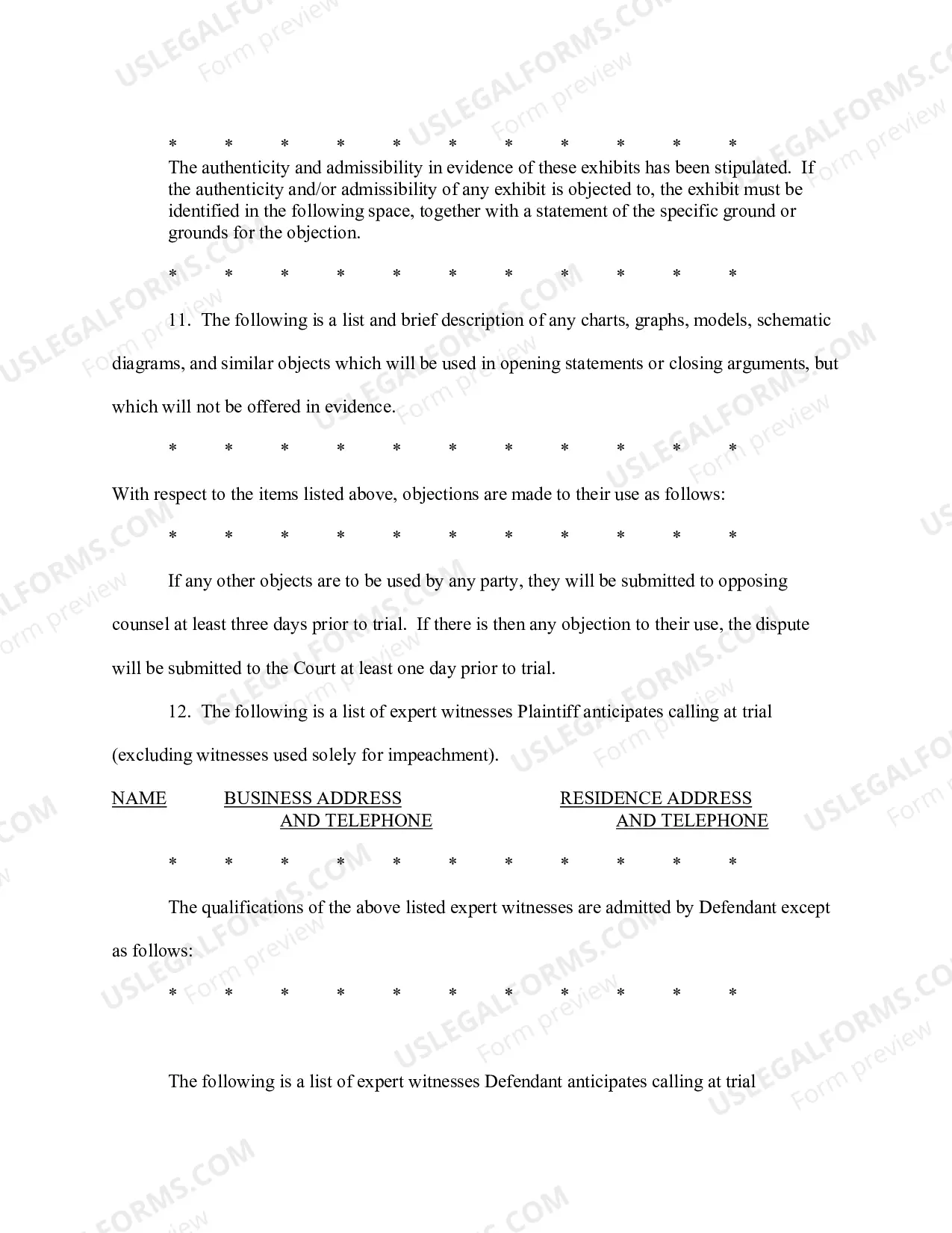 Preview Pretrial Statement Pursuant To Court Order