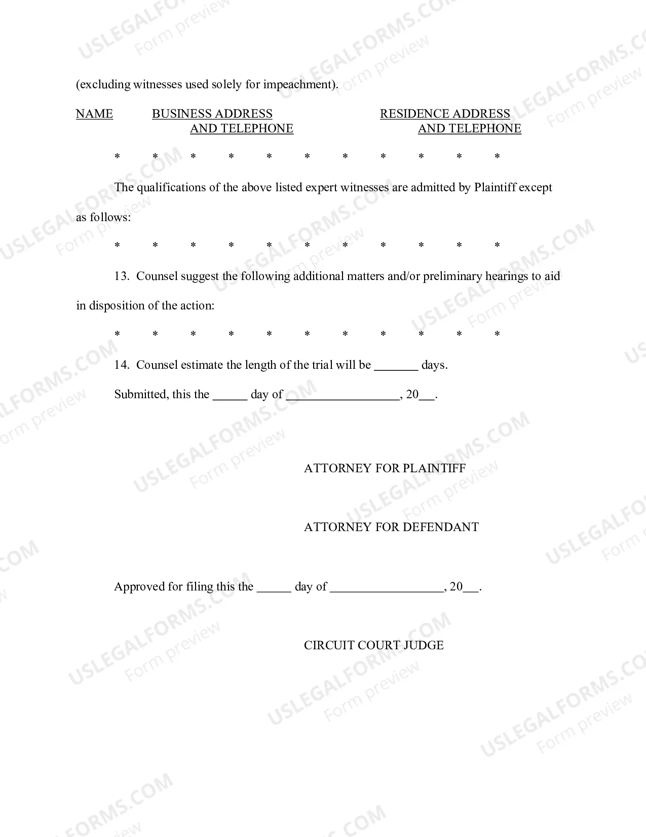 Preview Pretrial Statement Pursuant To Court Order