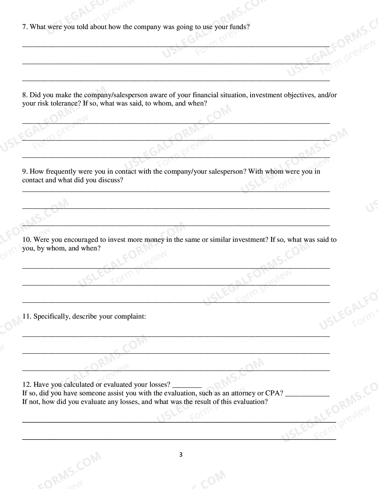 Preview File a Investor Complaint
