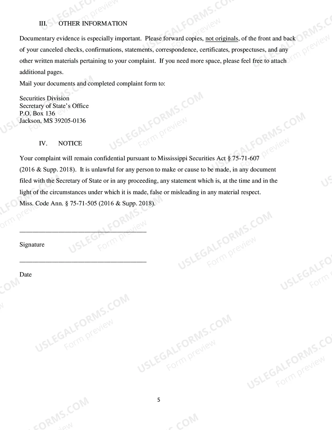 Preview File a Investor Complaint
