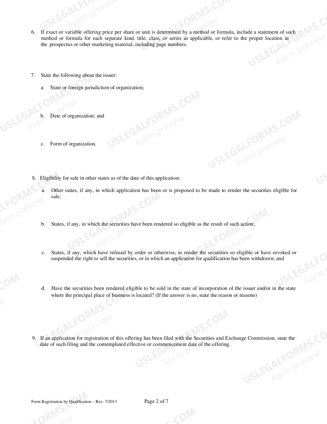 Preview Registration by Qualification Form - Registration of Securities Pursuant to Mississippi Securities Act Sec. 75-71-304