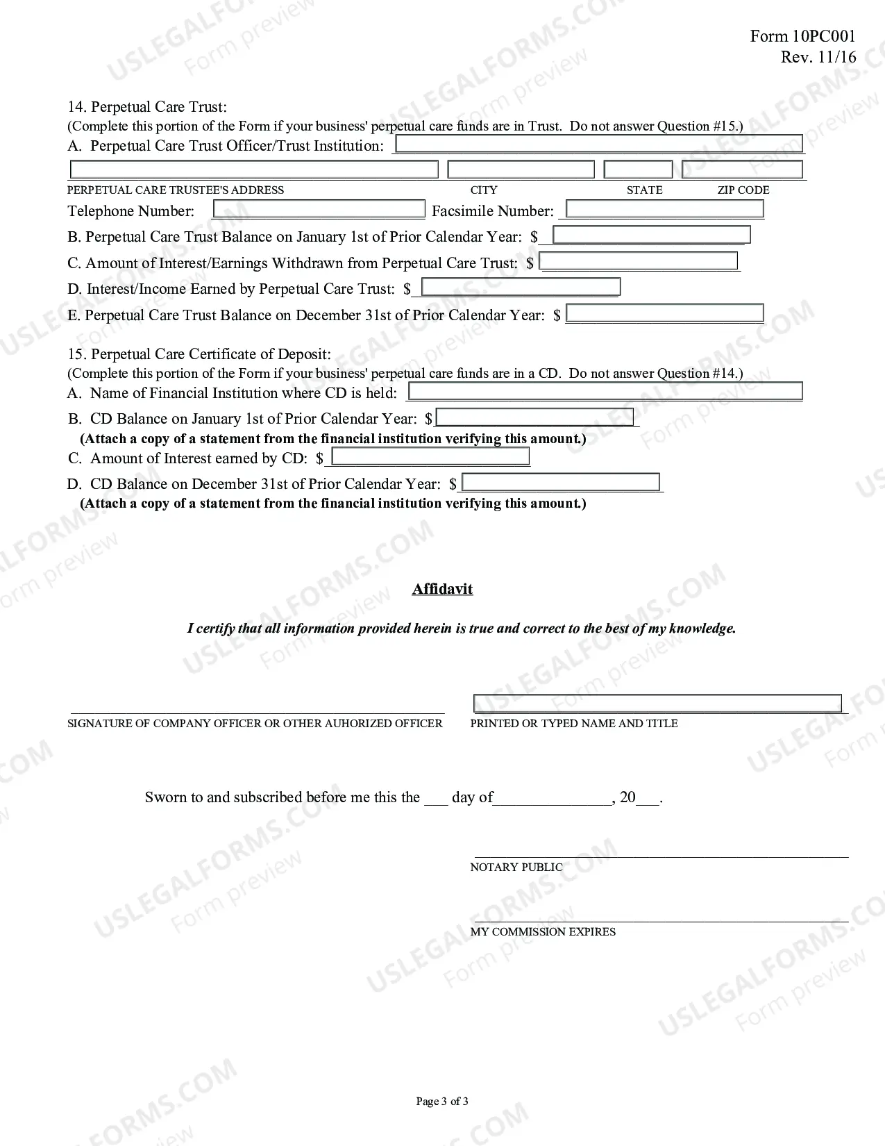 Preview Perpetual Care Cemetery Registration Form