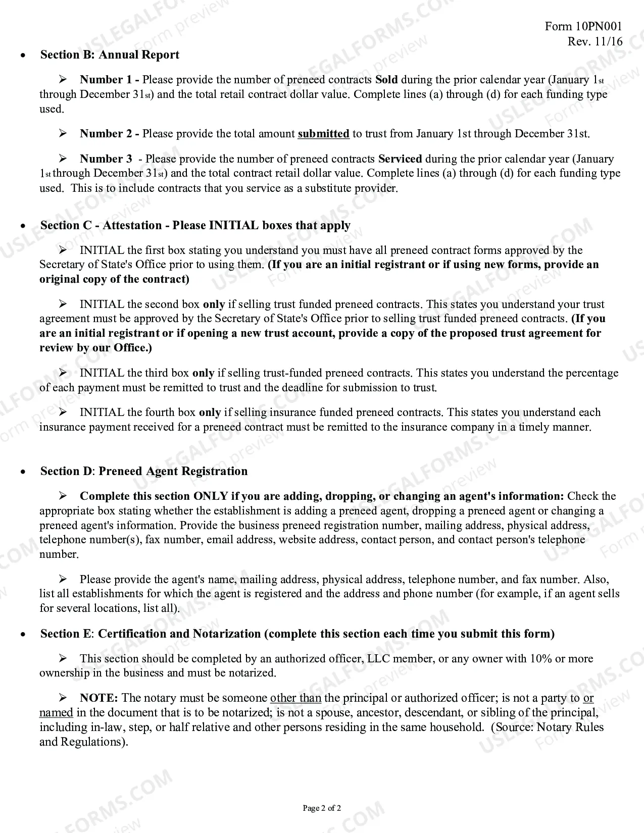 Preview Registration or Renewal of Preneed Establishment