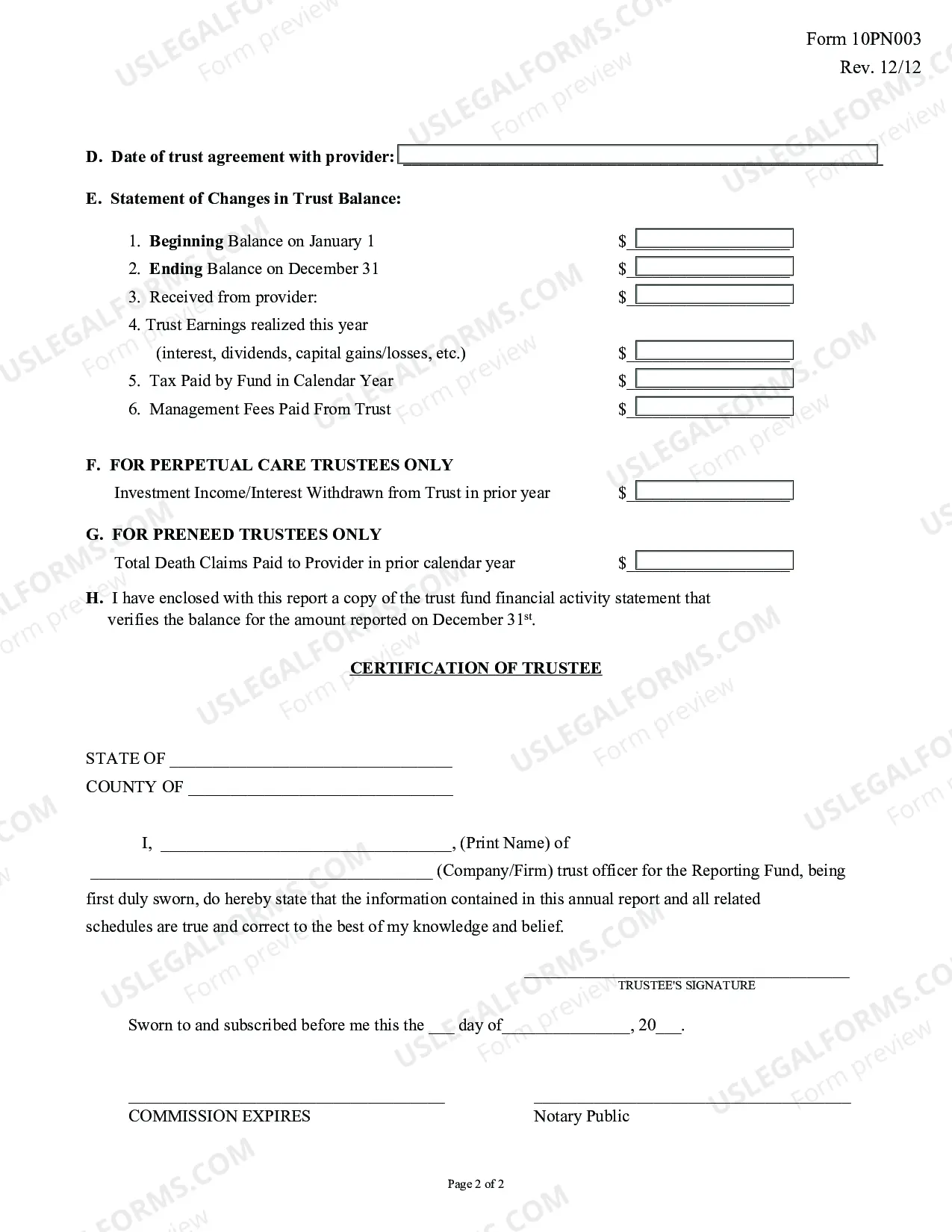 Preview Annual Trustee Report Form