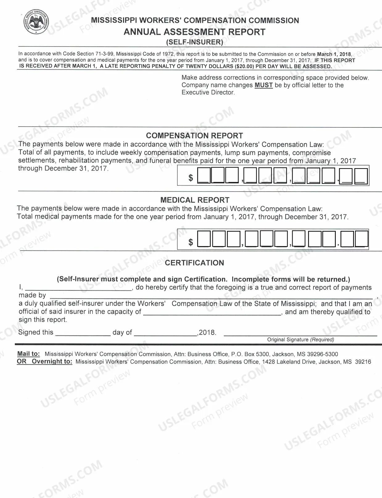 Preview Annual Assessment Report Form(s) for Insurance Companies & Self-Insurers