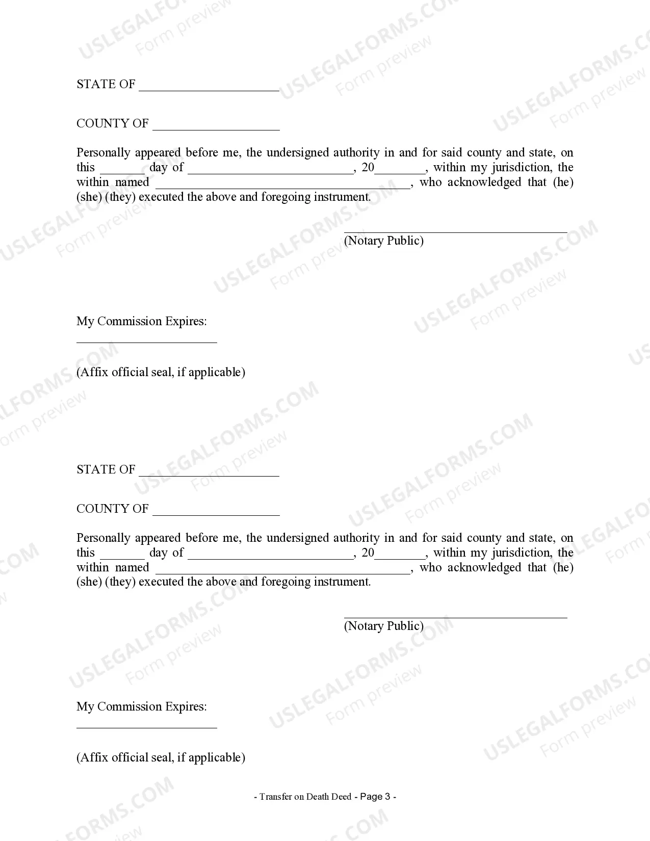 Preview Transfer on Death Deed or TOD - Beneficiary Deed for Two Individuals to One Individual