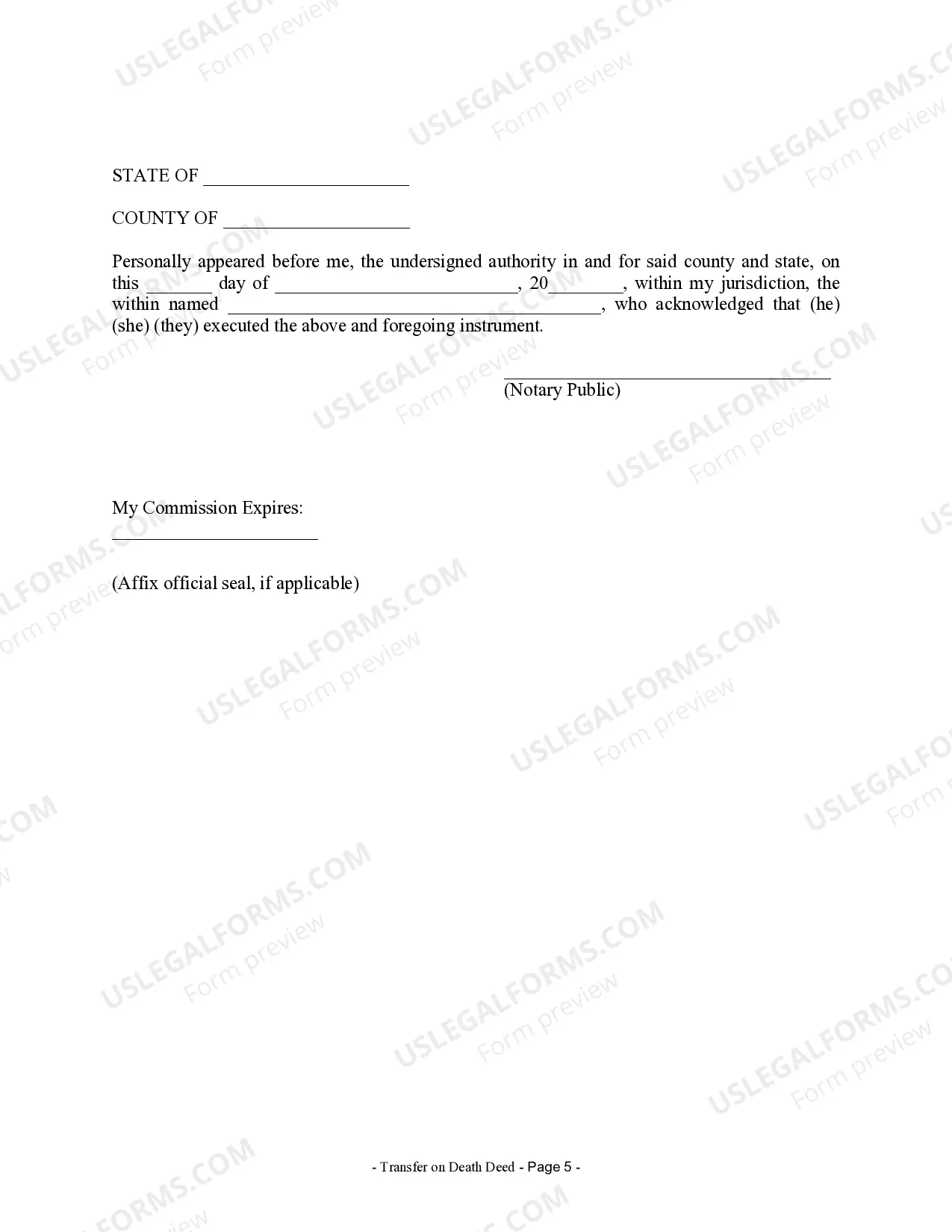 Preview Transfer on Death Deed or TOD - Beneficiary Deed for Two Individuals to Two Individuals