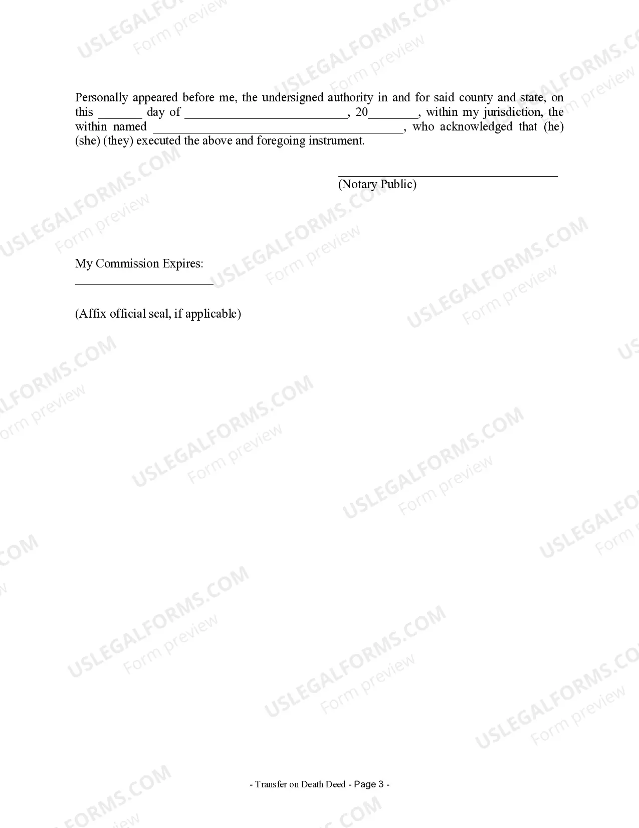 Preview Transfer on Death Deed or TOD - Beneficiary Deed for Two Individuals to Married Beneficiaries