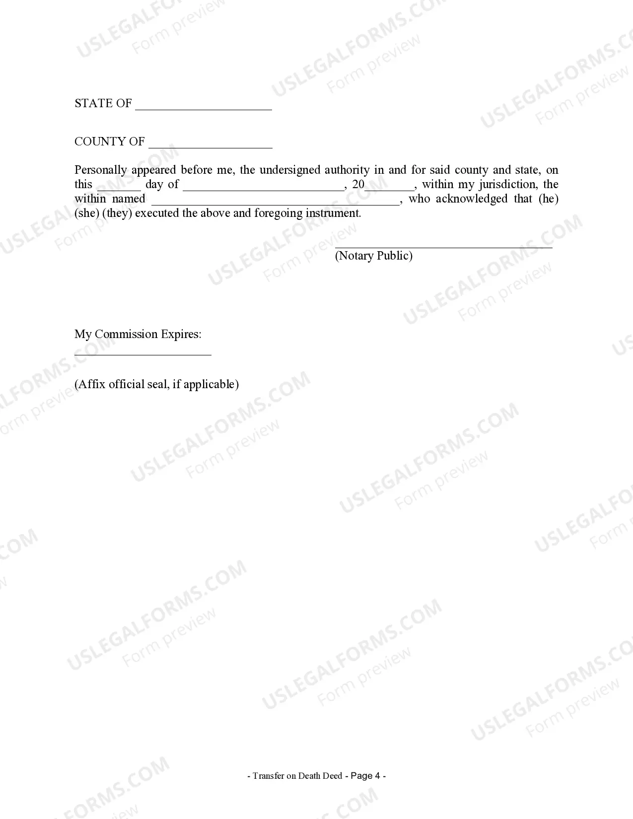 Preview Transfer on Death Deed or TOD - Beneficiary Deed for Two Married Individuals to Individual