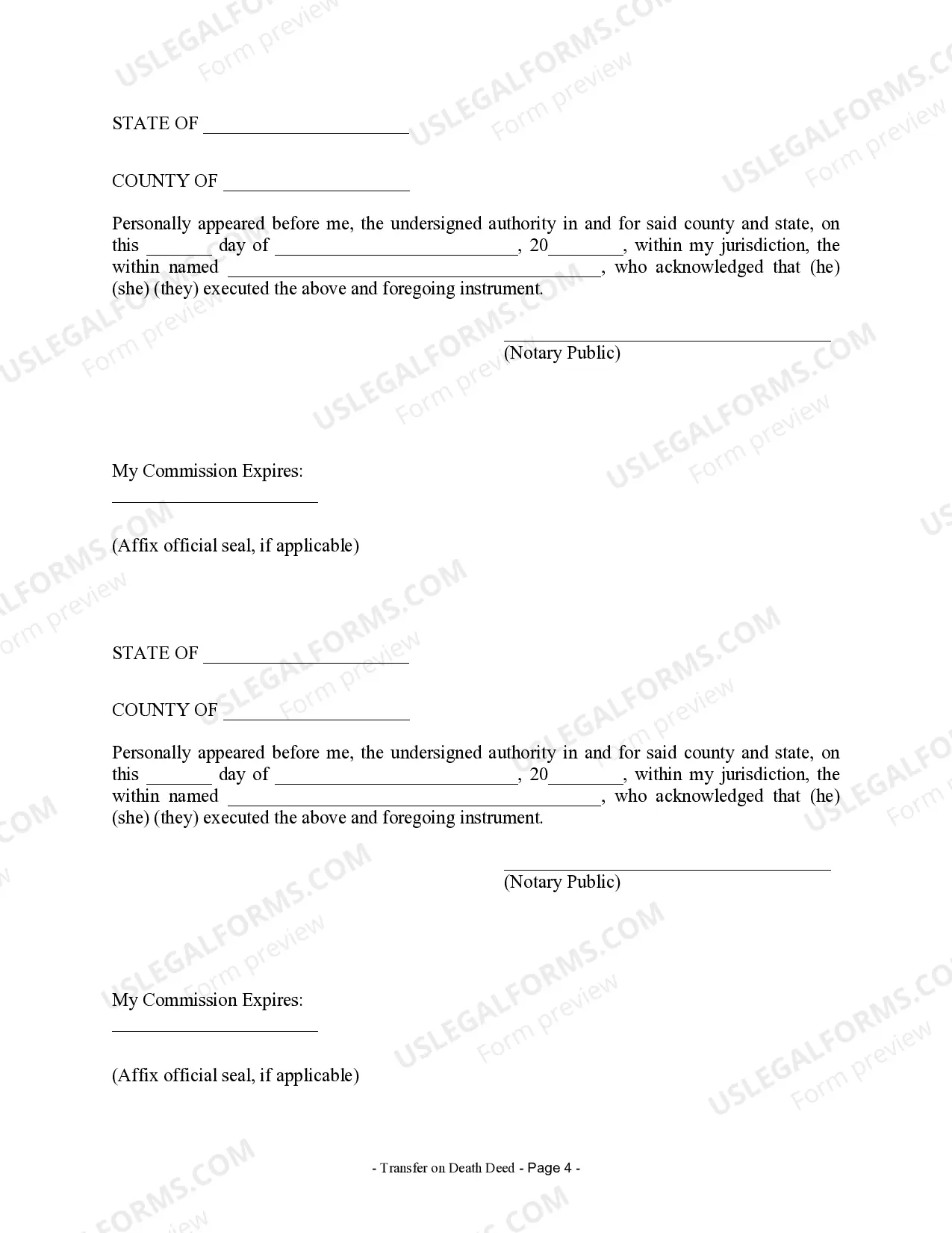 Preview Transfer on Death Deed or TOD - Beneficiary Deed for Two Married Individuals to Two Individuals