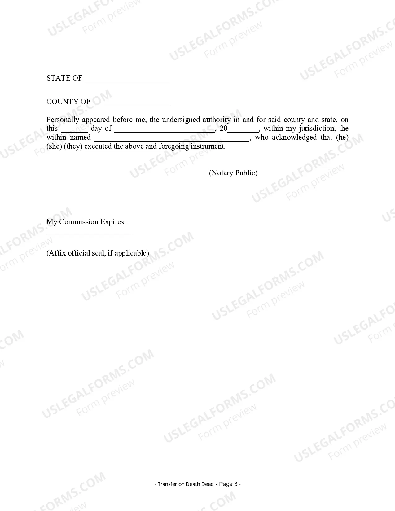 Preview Transfer on Death Deed or TOD - Beneficiary Deed for Two Individuals to Business Entity