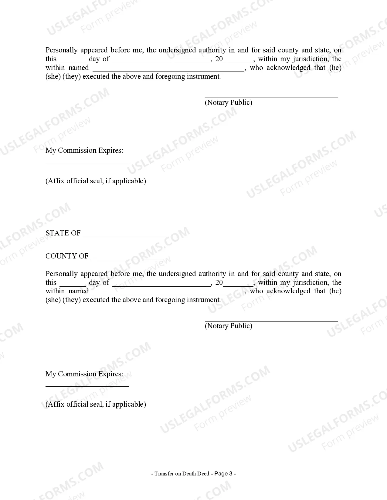 Preview Transfer on Death Deed or TOD - Beneficiary Deed for Two Married Individuals to Multiple Individuals