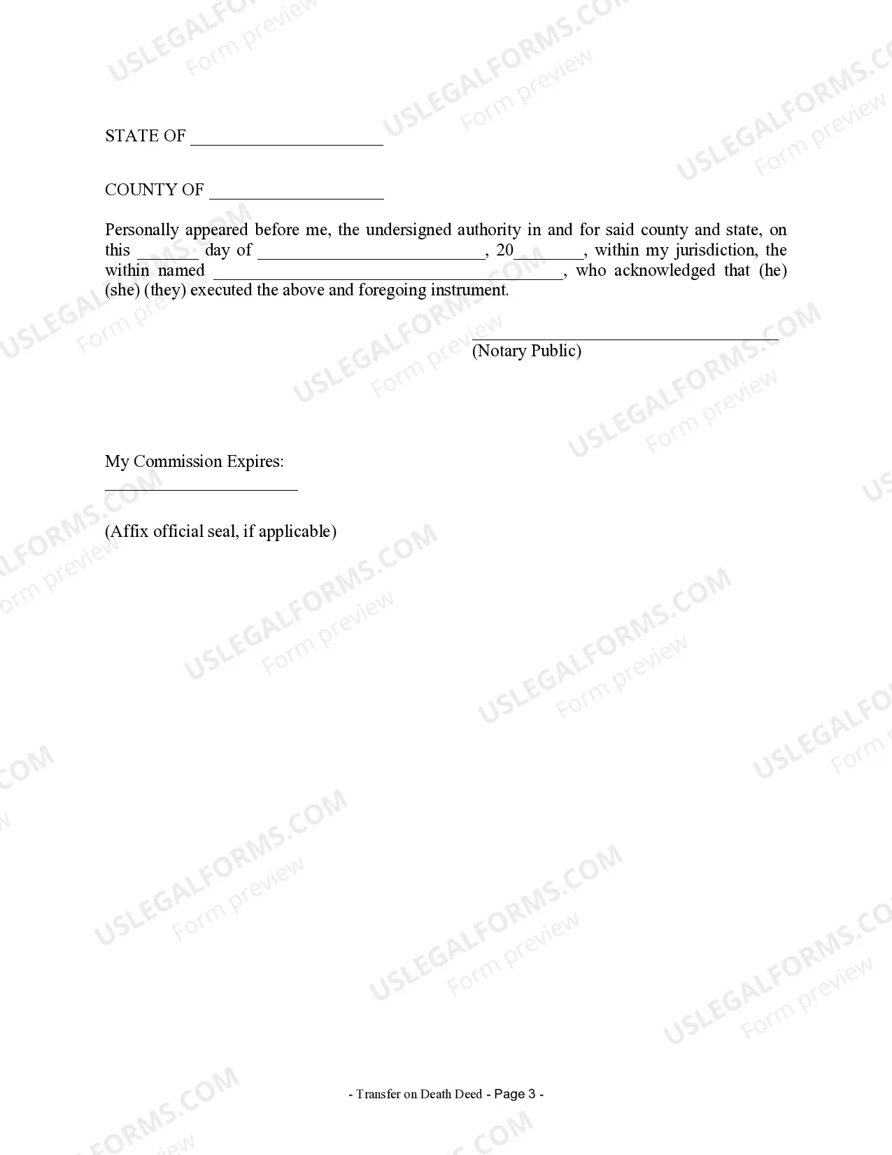 Preview Transfer on Death Deed or TOD - Beneficiary Deed for One Individual to Multiple Individuals