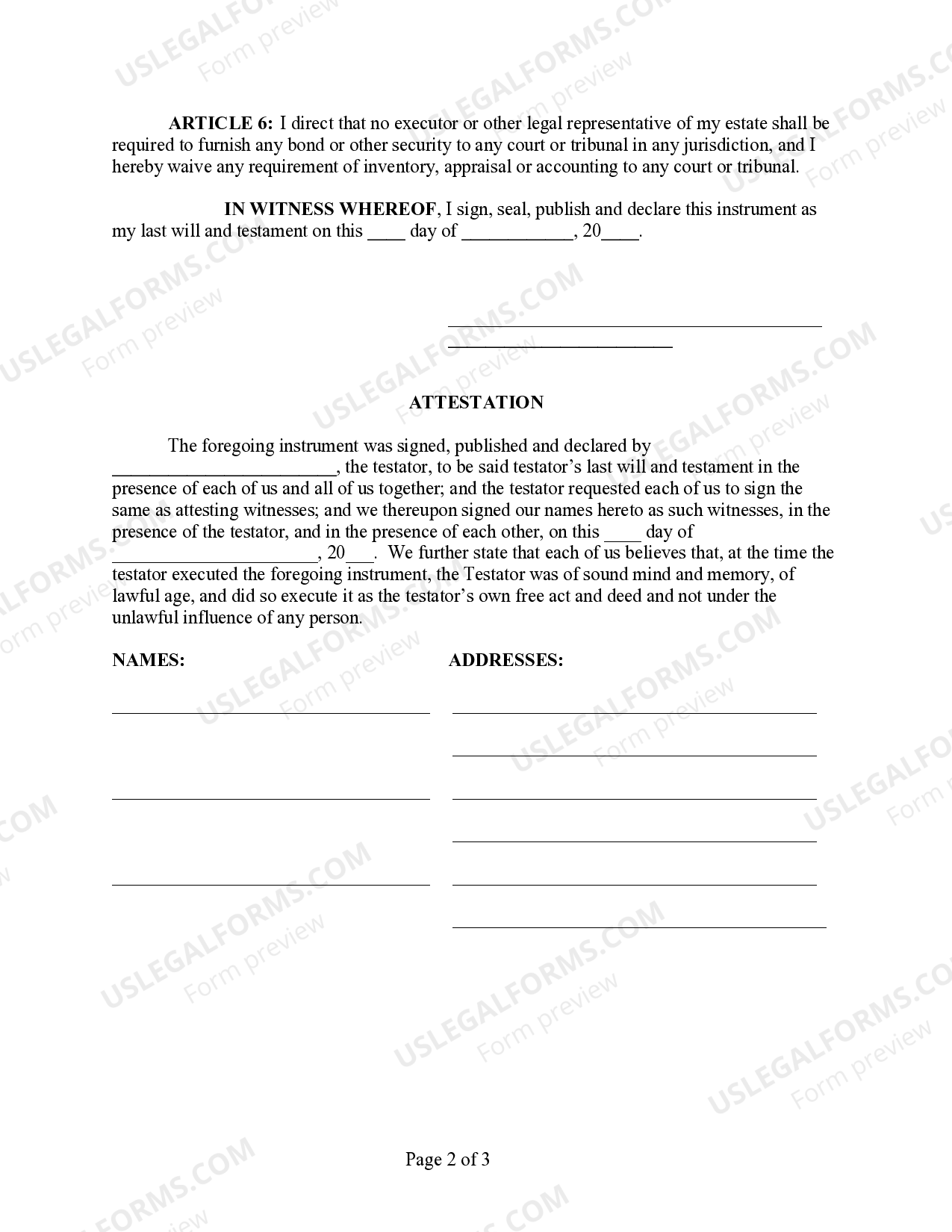 Mississippi Last Will and Testament for Single Person with No Children | US Legal Forms