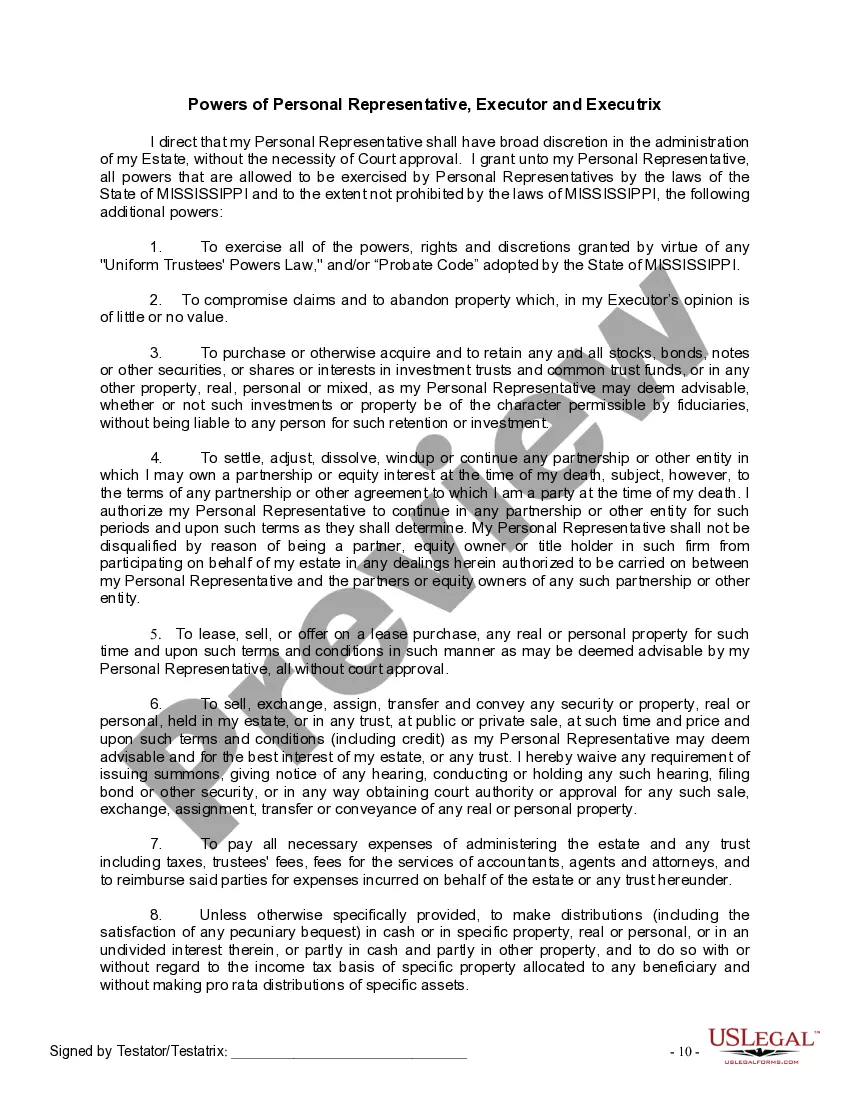 Preview Last Will and Testament for Single Person with No Children