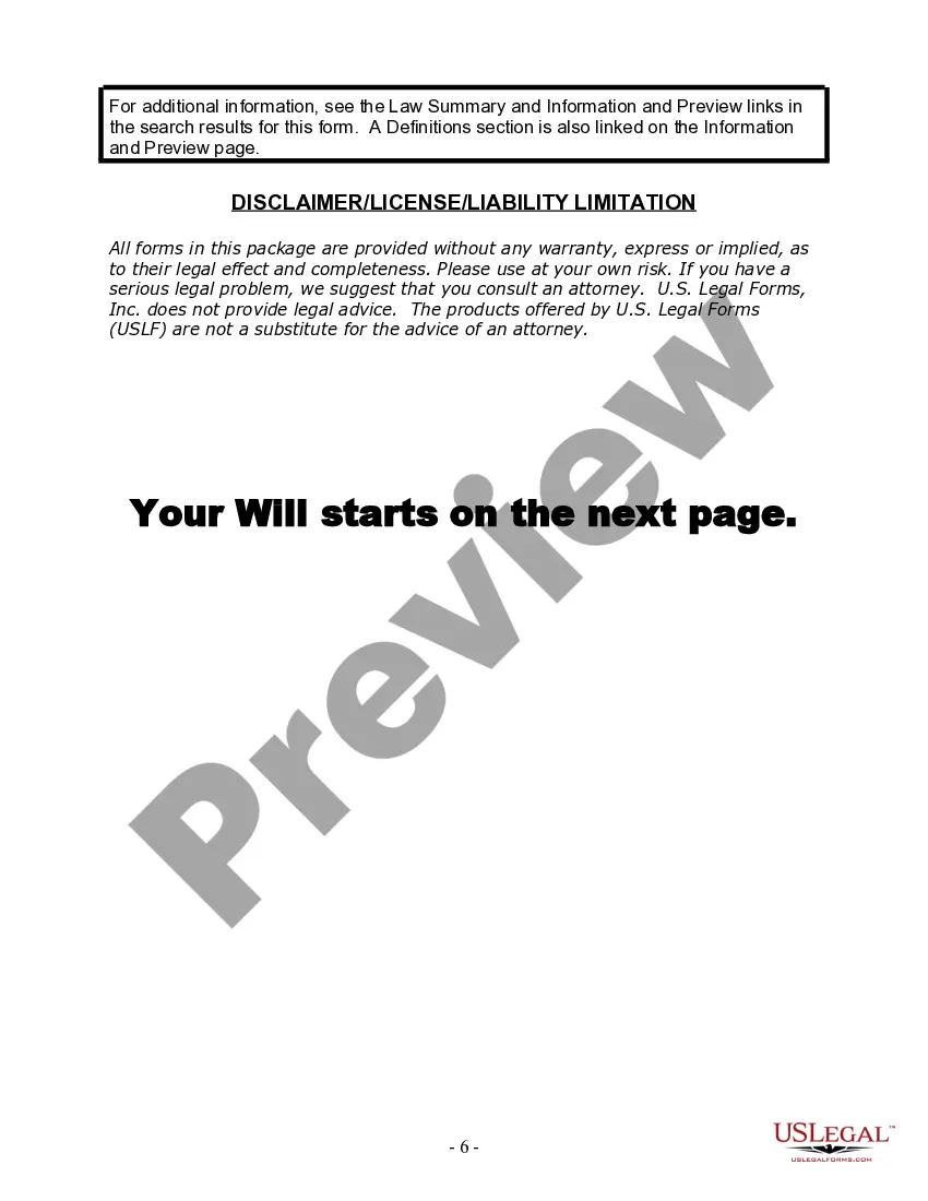 Preview Last Will and Testament for Single Person with Adult and Minor Children