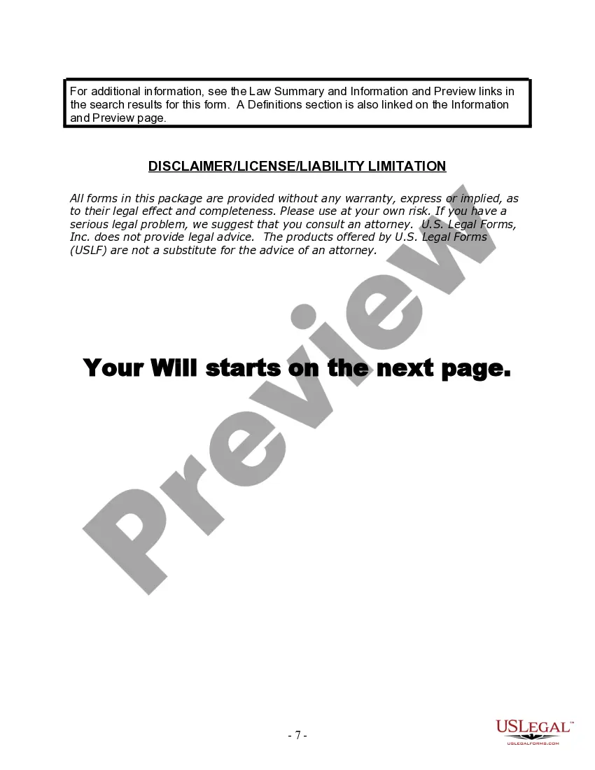 Preview Last Will and Testament for Single Person with Adult Children