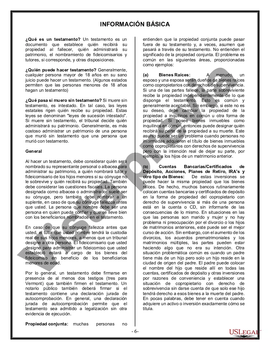 Preview Última voluntad y testamento legal para persona casada con hijos menores de edad de un matrimonio anterior
